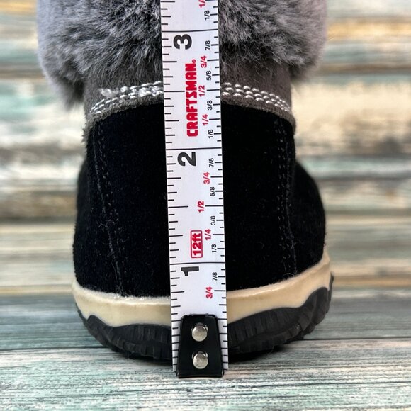 Sperry Womens Duck Mid Top Slipper Size 7 Black Suede Faux Fur Lined Warm Ladies - Picture 11 of 12